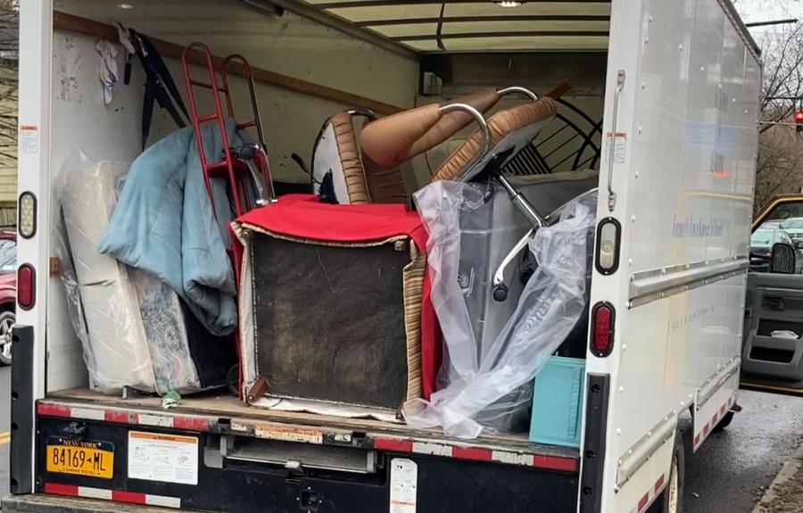 Truck filled with furniture