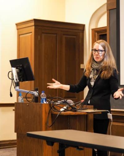 Moira Weigel giving her talk